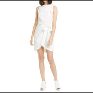 Cinq a Sept NWOT Mini Nanon White Bow Front Dress
